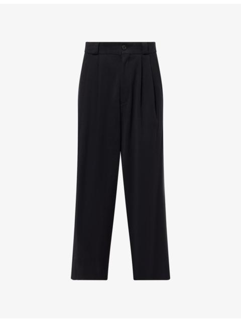 Pleated Wide-Leg Cotton And Silk Trousers