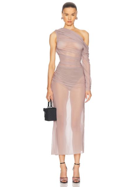 One Sleeve Draped Long Dress