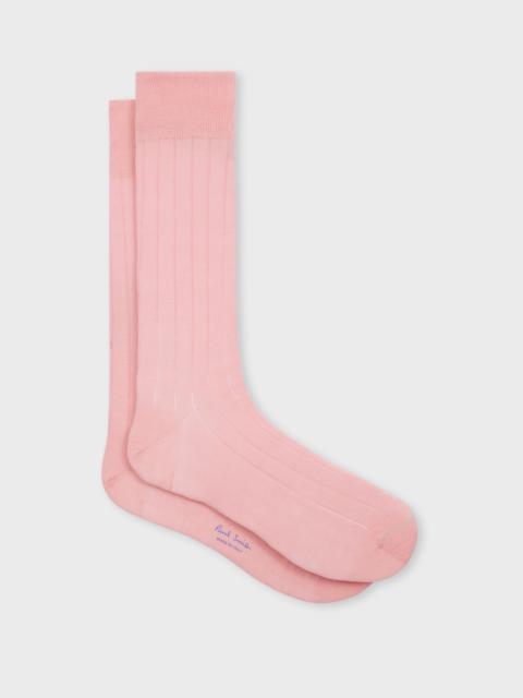 Pink Ribbed Cotton Socks