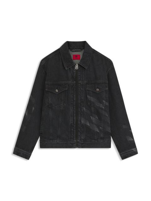 HUGO X RB LASERED-PATTERN JACKET IN BLACK DENIM