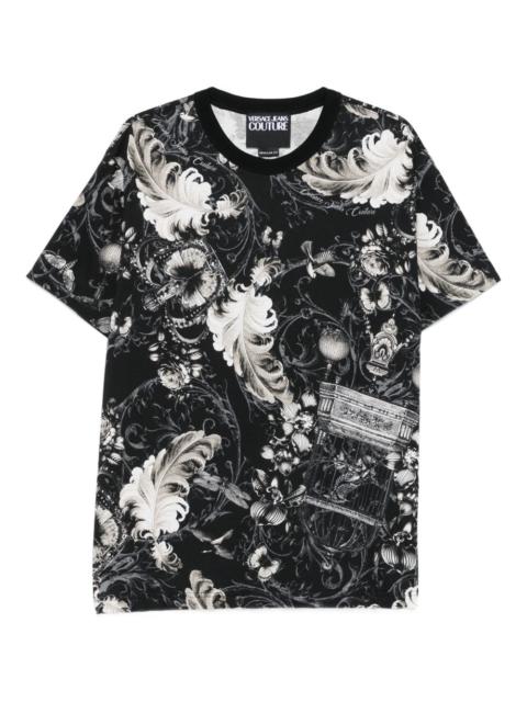 baroque-print feather T-shirt