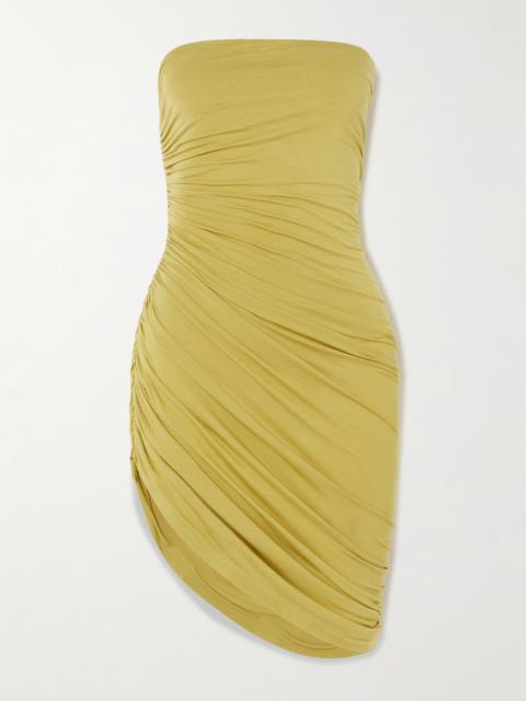 Diana Strapless Asymmetric Ruched Stretch-jersey Mini Dress