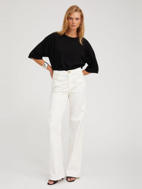 CREAM 5 POCKET MID-RISE WIDE LEG