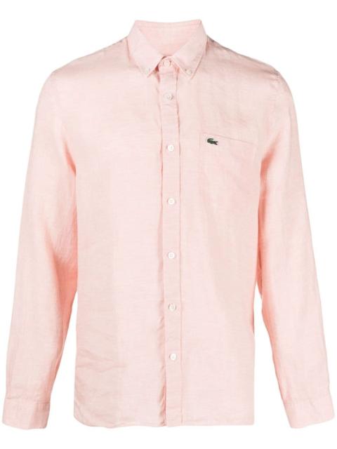 logo-embroidered linen shirt