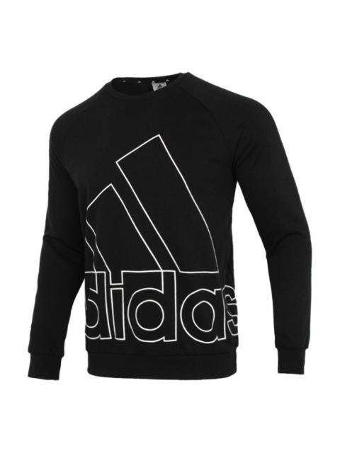 Men's adidas Big Lo Swt Ft Logo Printing Casual Sports Round Neck Black HB5085