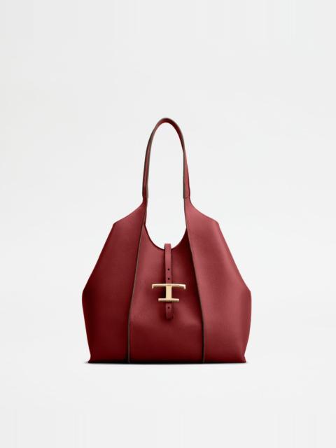 T TIMELESS SHOPPING BAG IN LEATHER SMALL - RED