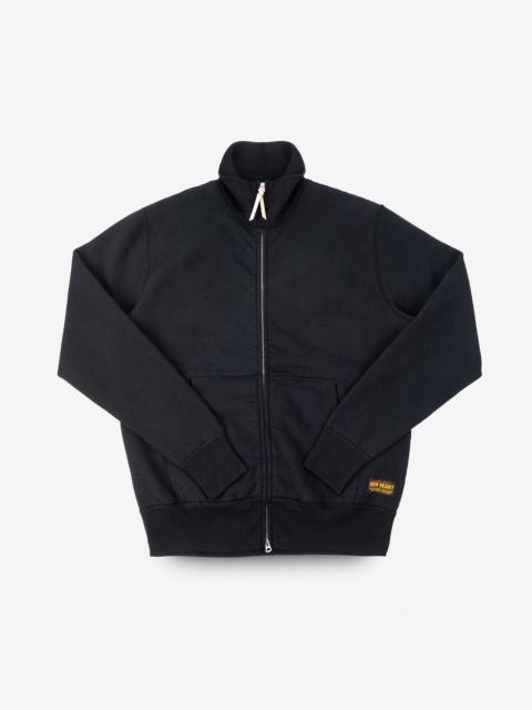 14OZ ULTRA HEAVYWEIGHT LOOPWHEEL COTTON ZIP UP SWEATER - BLACK