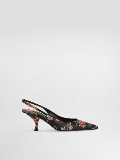 Lollo calfskin slingback with rose print
