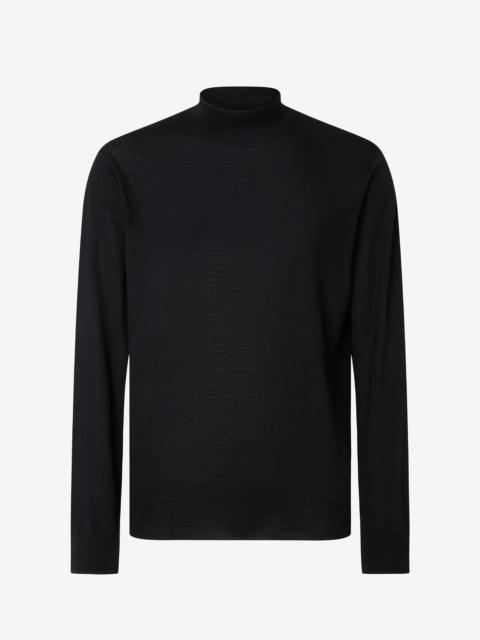 Black ultra fine 120's wool turtleneck