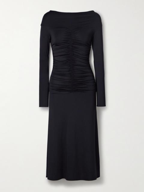Callie Ruched Stretch-jersey Midi Dress