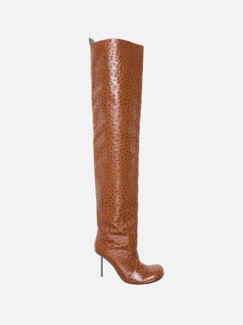 Thigh-high leather boots - Cognac brown