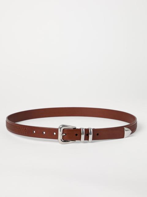 Calfskin belt with braided decoration