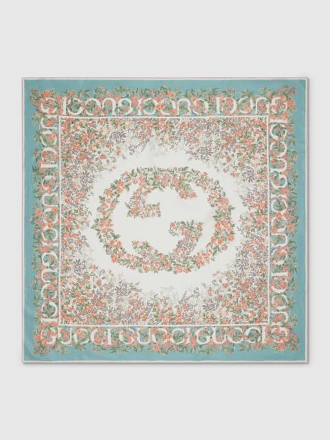 Gucci Interlocking G floral print silk carré