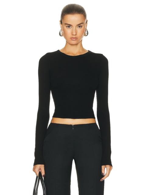 Silk Knit Long Sleeve Tuck Top
