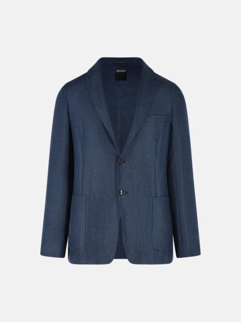 'DROP 8' BLUE LINEN AND WOOL JACKET