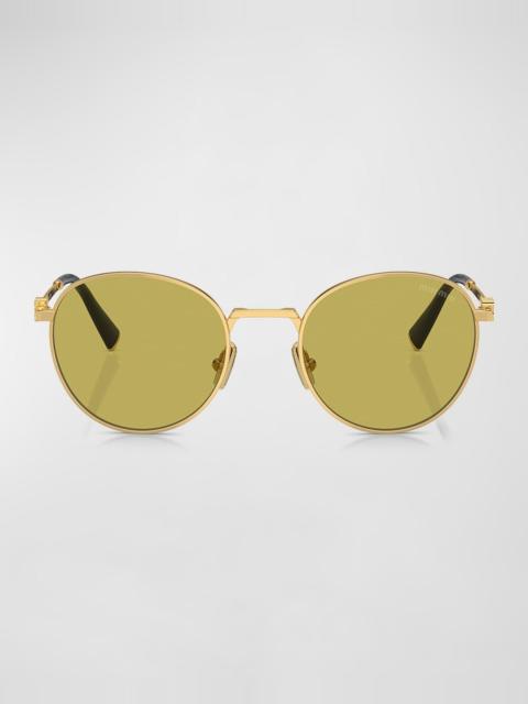 Logo Metal Round Sunglasses