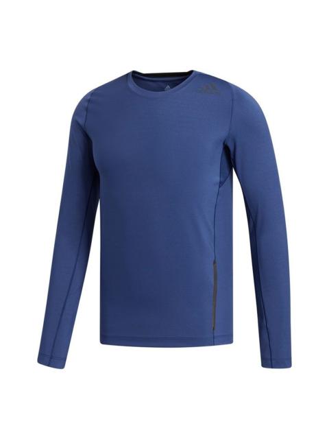 Men's adidas Ask2 Prm Tee Ls Training Sports Slim Fit Round Neck Long Sleeves Indigo T-Shirt FL4346