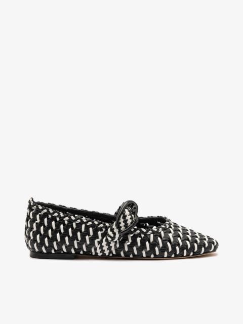 Verona Macrame Ballet Flat In Black and White Leather