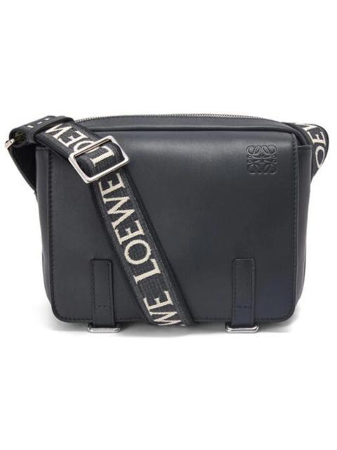 LOEWE Military Messenger Bag in Soft Grained Calfskin and Jacquard XS Deep Navy