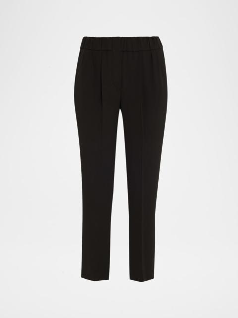 Crepe Cady Slim-Leg Ankle Pull-On Pants