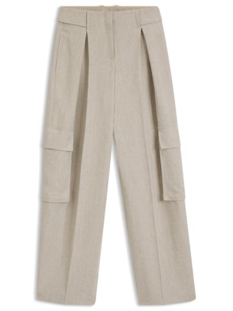 REGULAR-FIT TROUSERS IN A HERRINGBONE LINEN BLEND