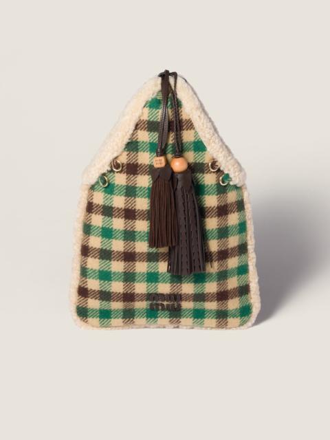 Gingham and shearling handbag