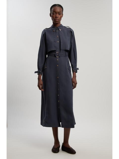Cupro Utility Twill Woven Shirt Dress With Belt Detail
