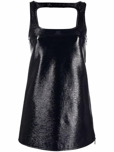 sleeveless vinyl mini dress
