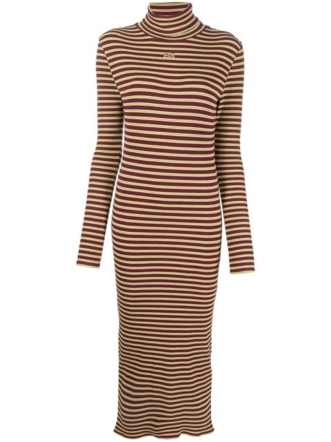striped roll neck knitted dress
