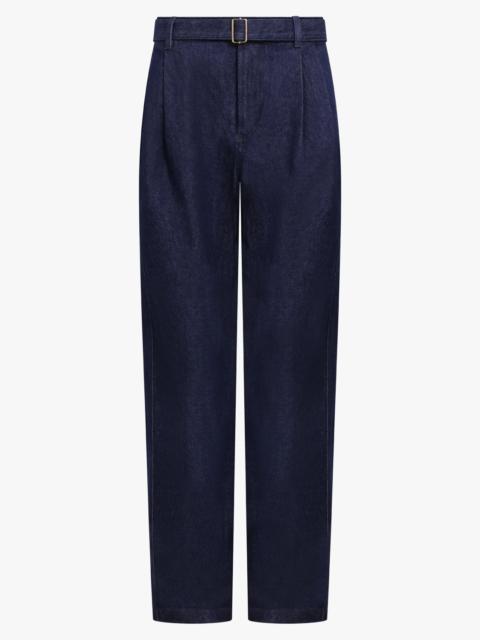 BELTED TUCK TAILORED DENIM PANT | INDIGO