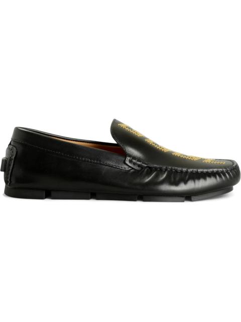 Versace Greca Driver Moccasins Loafers Black