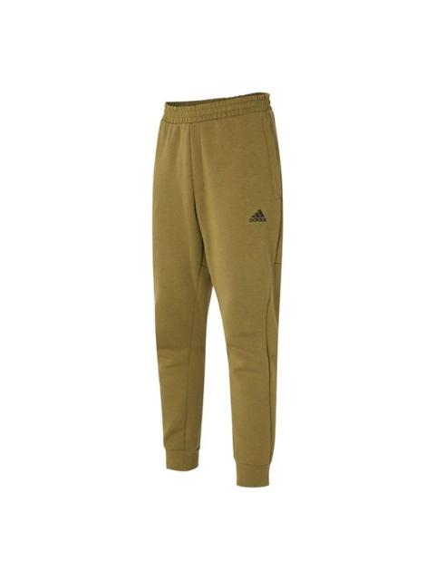 Men's adidas Fi Dk Reg Pnt Logo Sports Running Knit Bundle Feet Long Pants/Trousers Olive H39225