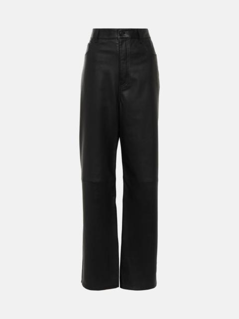 High-rise leather wide-leg pants