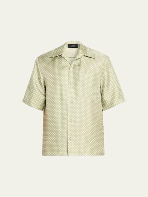 Men's SIlk Polka Dot Camp Shirt