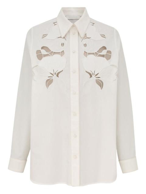 flower-embroidered shirt