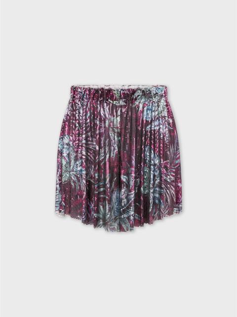 MINI SHORT IN PALM TREE-PRINTED MESH