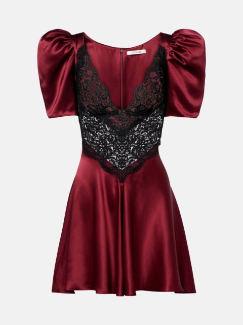 Lace-trimmed silk cocktail dress