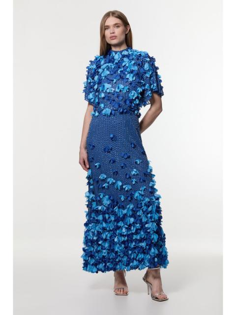 Crystal Applique Angel Sleeve Woven Maxi Dress