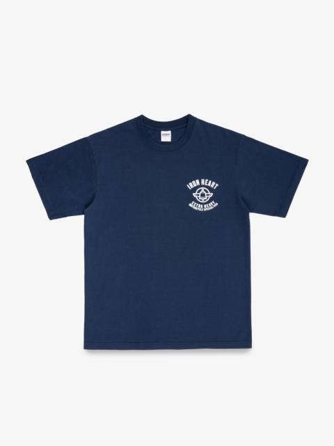 7.5OZ PRINTED LOOPWHEEL CREW NECK T-SHIRT - NAVY BLUE