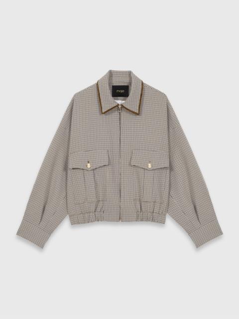 Checked bomber jacket