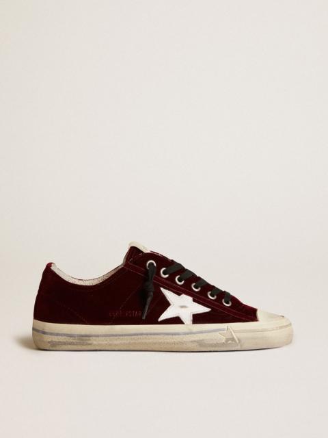 Women's V-Star LTD in burgundy velvet with white leather star