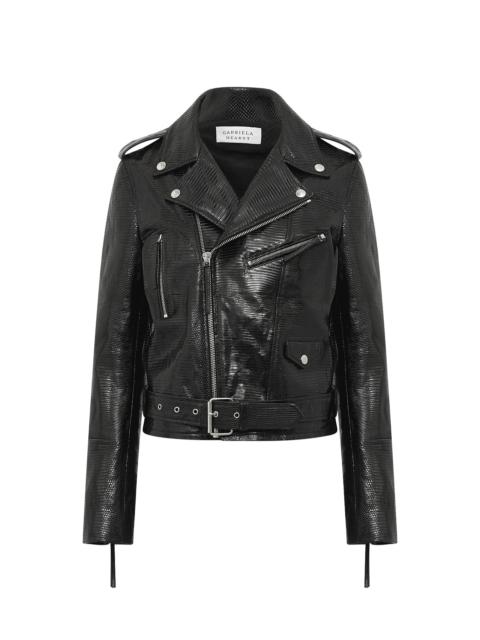 Anton Biker Jacket in Black Lizard
