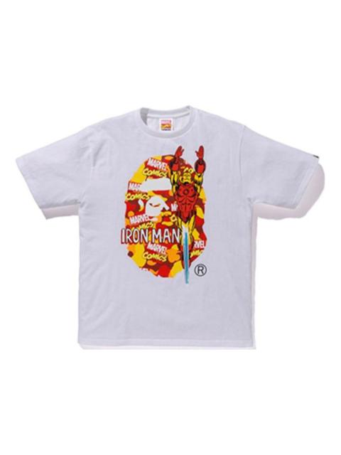 A Bathing Ape x Marvel Camouflage Ape Head Logo T-Shirt 'White Iron Man 1F23110920