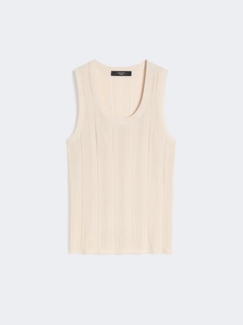 Viscose yarn sleeveless jumper - BEIGE