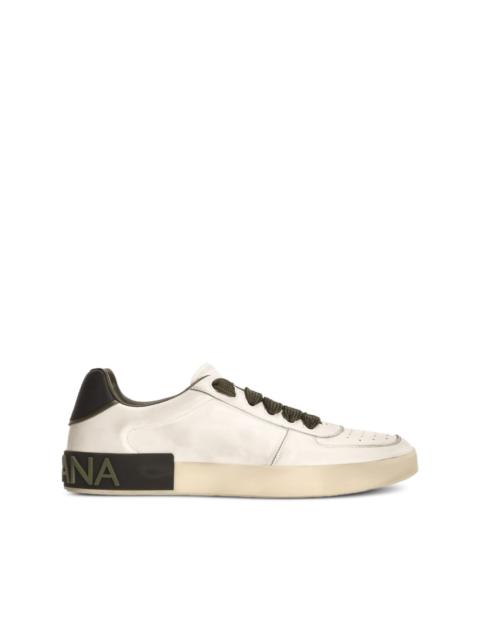 perforated-detail lace-up sneakers