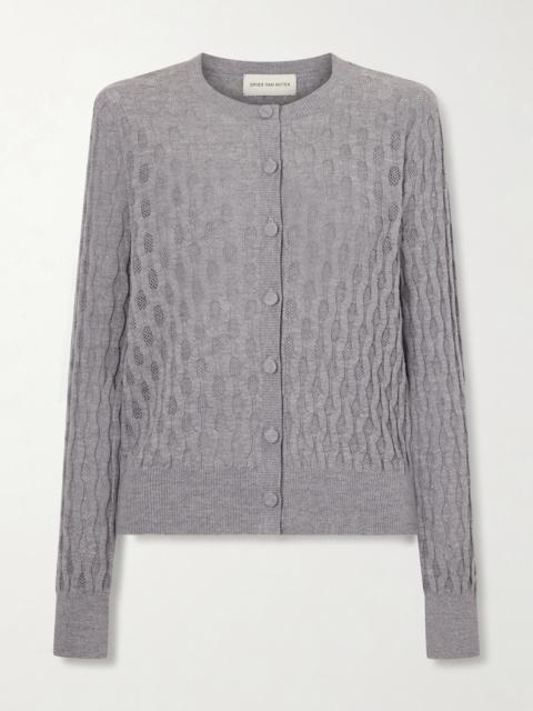 Pointelle-knit Merino Wool Cardigan