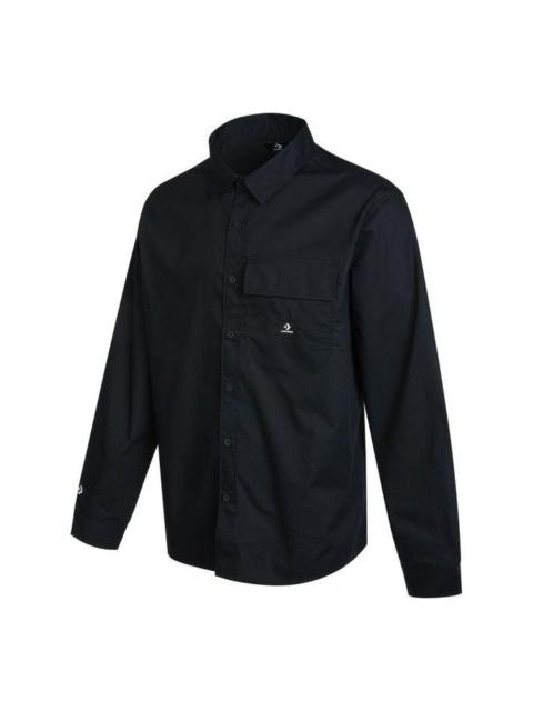 Converse Woven Long Sleeve Button Down Shirt 'Black' 10023803-A01