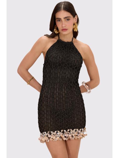 BEADED MESH MINI DRESS