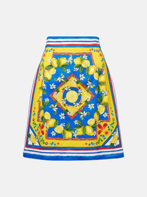 Printed cotton-blend miniskirt