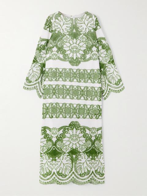 Seraphina Scalloped Broderie Anglaise Cotton-poplin Midi Dress